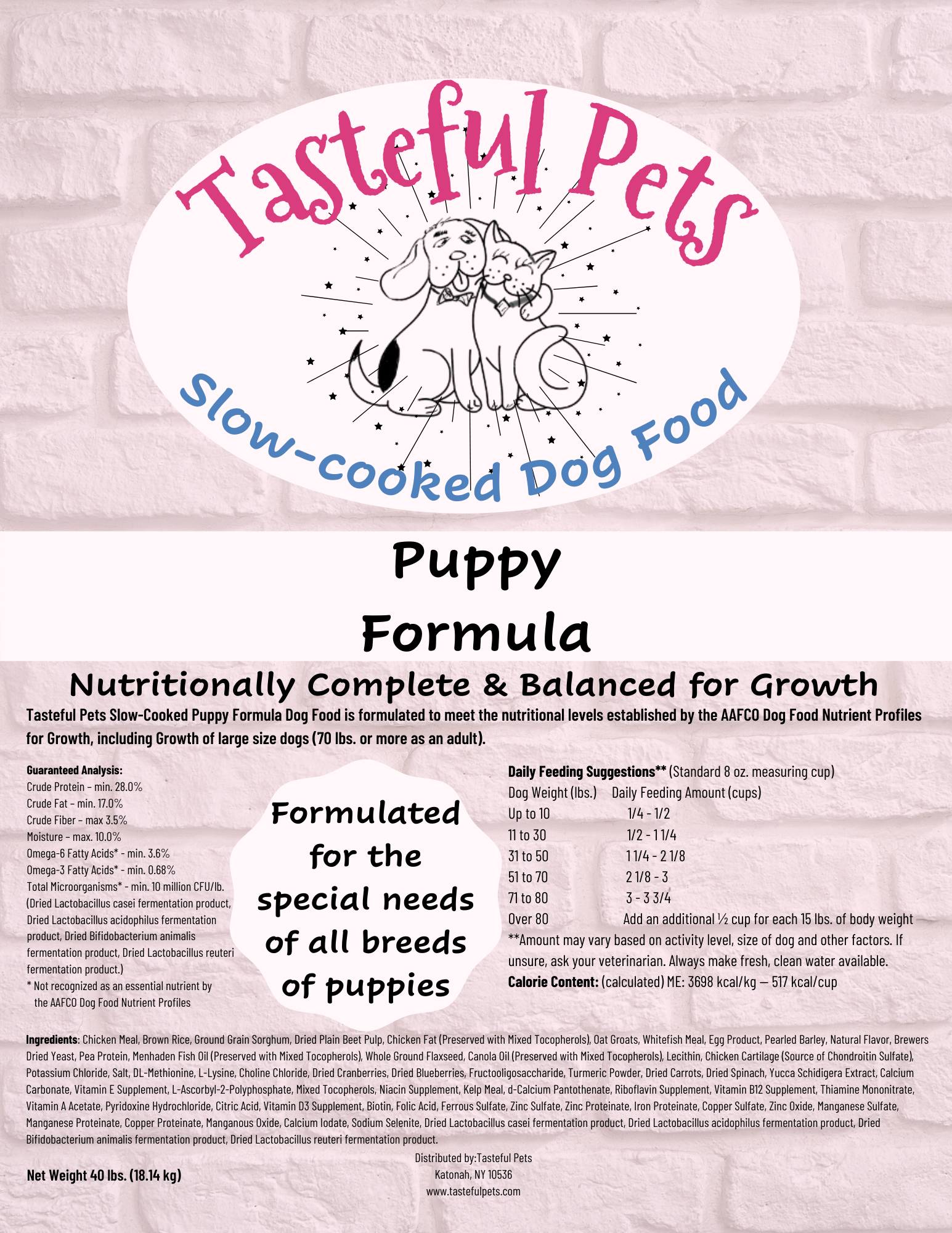 Tasteful Pets Slow-cooked Puppy Formula Dog Food