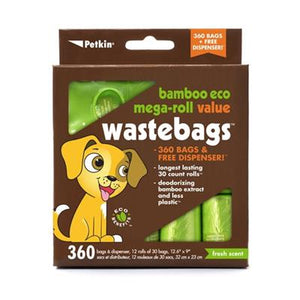 Petkin Bamboo Eco Mega-Roll Waste Bags w/Dispenser